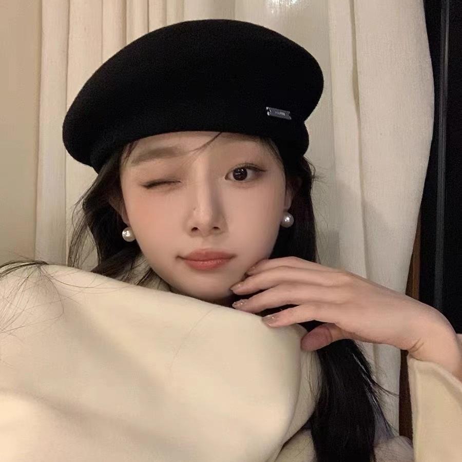 Vintage australische Wollmütze Damen großer Kopfumfang Herbst und Winter neu vielseitig wollig literarische Malermütze