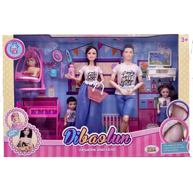 Handgefertigtes Puppenzubehör Baby-Puppen Schwangere Mutter Dame Vater Papa Für Mädchen Spiel Weihnachtsgeburtstagsgeschenk, Montage erforderlich