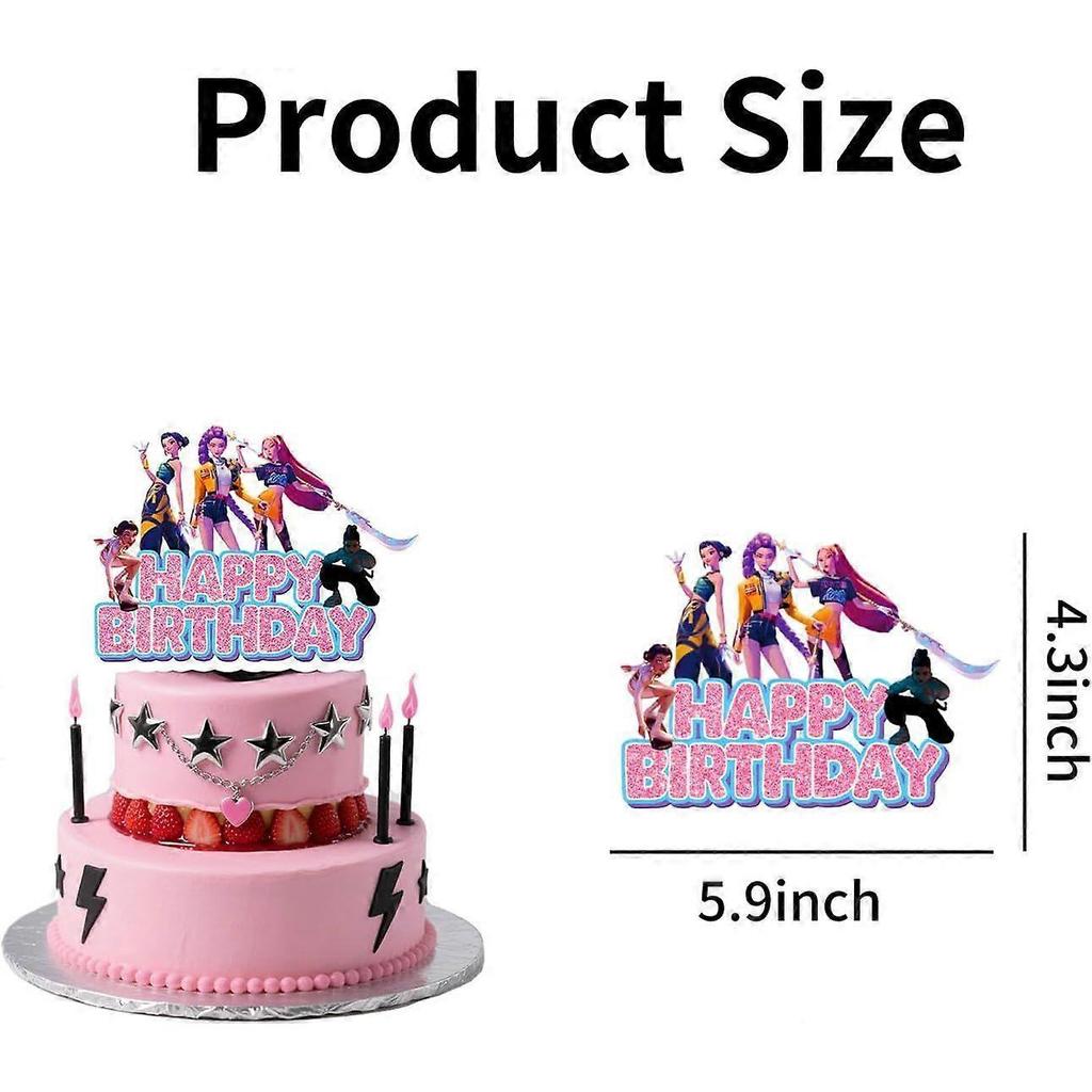 Cute Anime Cake Decorations, Cartoon Happy Birthday Cake Topper, Party Cake Decorations Supplies for Girls