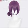 Anime Rezee Cosplay Paruka 45cm Fialová Paruka s Chokerem Anime Cosplay Kostým Dámské Rezee Paruky Tepelně Odolné Syntetické Vlasy