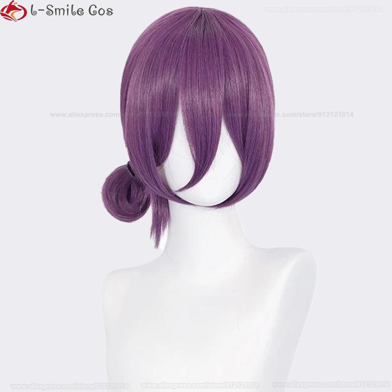 Anime Rezee Cosplay Paruka 45cm Fialová Paruka s Chokerem Anime Cosplay Kostým Dámské Rezee Paruky Tepelně Odolné Syntetické Vlasy