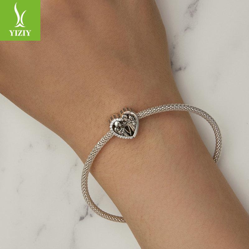 S925 Silver Warm Family Bracelet Beads, Loving Family Handmade Diy Beads Loose Beads