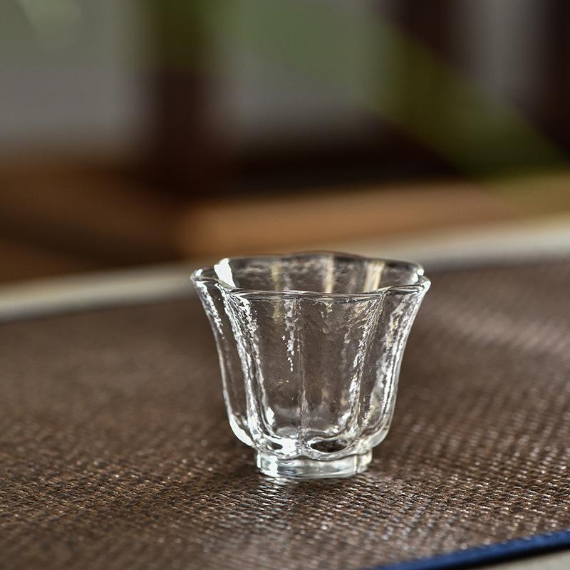 

Thickened heat-resistant petal hammer pattern glass teacup tea cup household single cup personal cup tea ceremony tea set cup 40ml