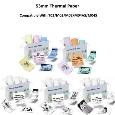 53mm Thermisch Papier Sticker Voor Phomemo/Memoking M02/T02/M04AS/M04S Mini Printer voor Journal Foto Tekst Notities