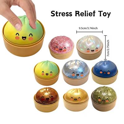Jucărie Kawaii Găluște Mingiță Anti-Stres cu Față Zâmbitoare Bază Unică de Aburire Mingiță din Aluat Stoarcibilă Cadou de Ziua de Naștere Pentru Fată Băiat Adult