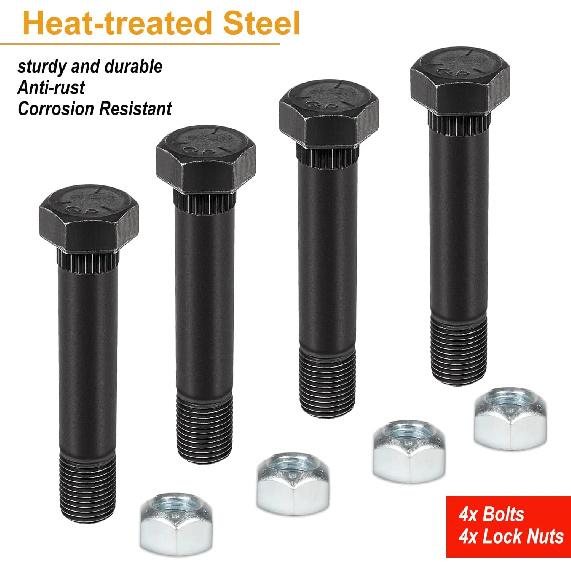 4 Pack 9/16"-18 X 3" Long Trailer Leaf Spring Shackle Bolts W/Lock Nuts, Fit For 1-3/4” Wide Leaf Spring & Double Eye Leaf Springs, For 2,000Lb And