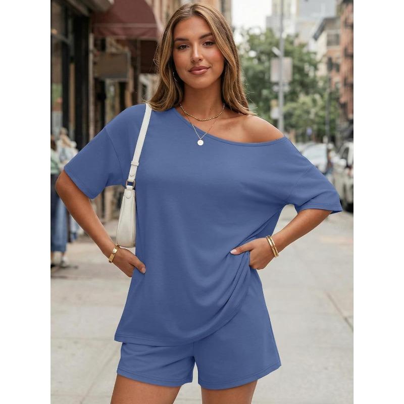 DICFY Women's Fashion Casual Summer Spring Short Sleeve Pants Suits