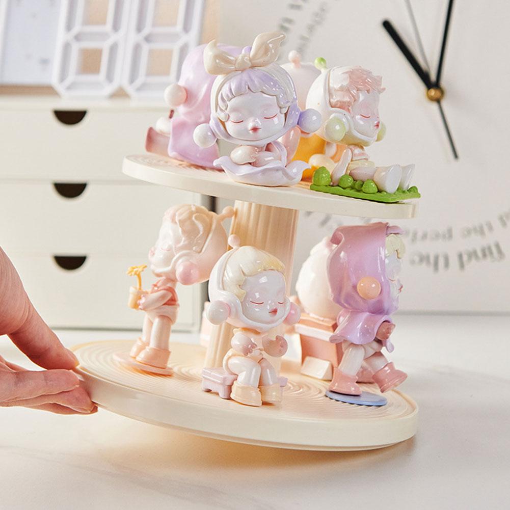 360 Grad Drehbarer Anime Figuren Aufbewahrungsbox Stapelbare Vitrine 2 Etagen Staubdichte Vitrine für Sammlerstücke Actionfiguren