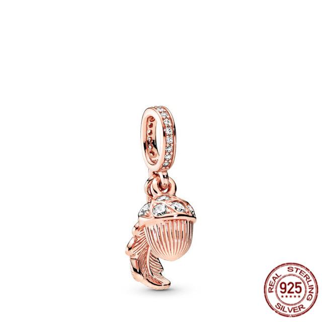 Rose Gold Plated Pendant Charm Gift 925 Sterling Silver Dangle Bead Fit Original Fasion Bracelet Necklace Jewelry For Women