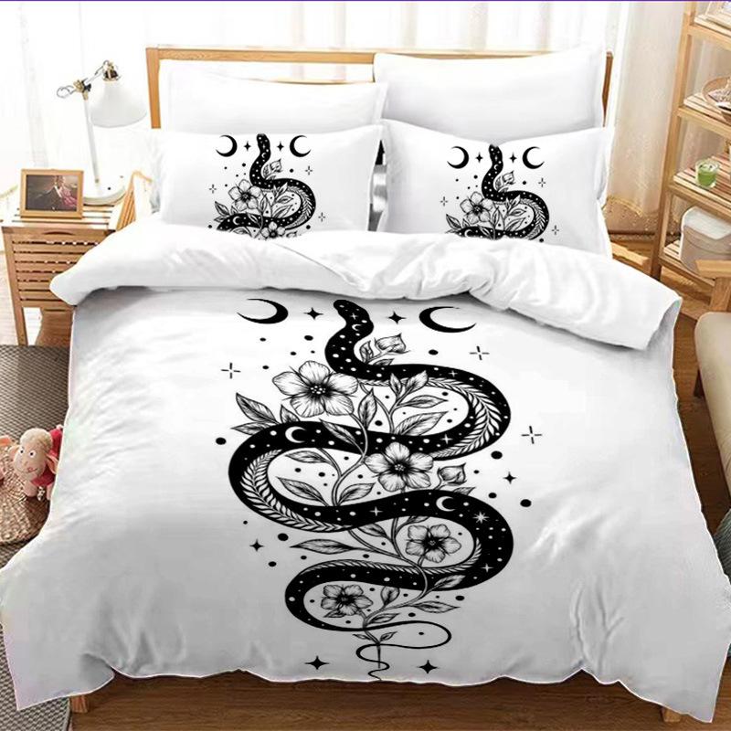 Three-Piece Snake Quilt Cover 3D Digital Printing Bedding Kit