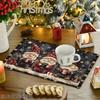 Christmas Table Mats Suitable for Dining, Xmas Gnome Placemats with Hot Cocoa, Rectangular Hand Washable Table Decor for Holiday Parties, Gift for Hom