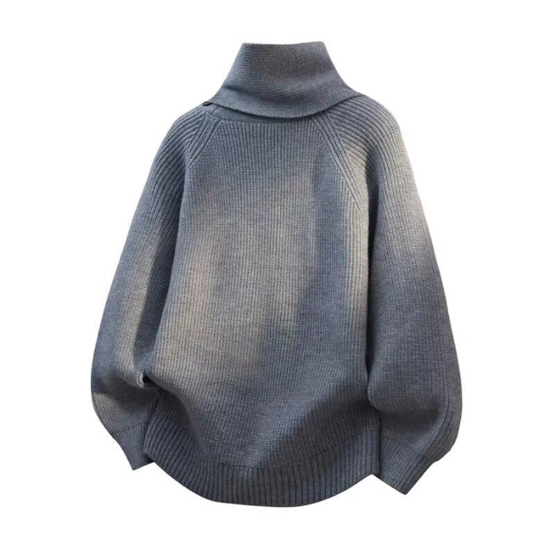 2025 Winter Men's High Neck Pullover Knitwear with Scarf