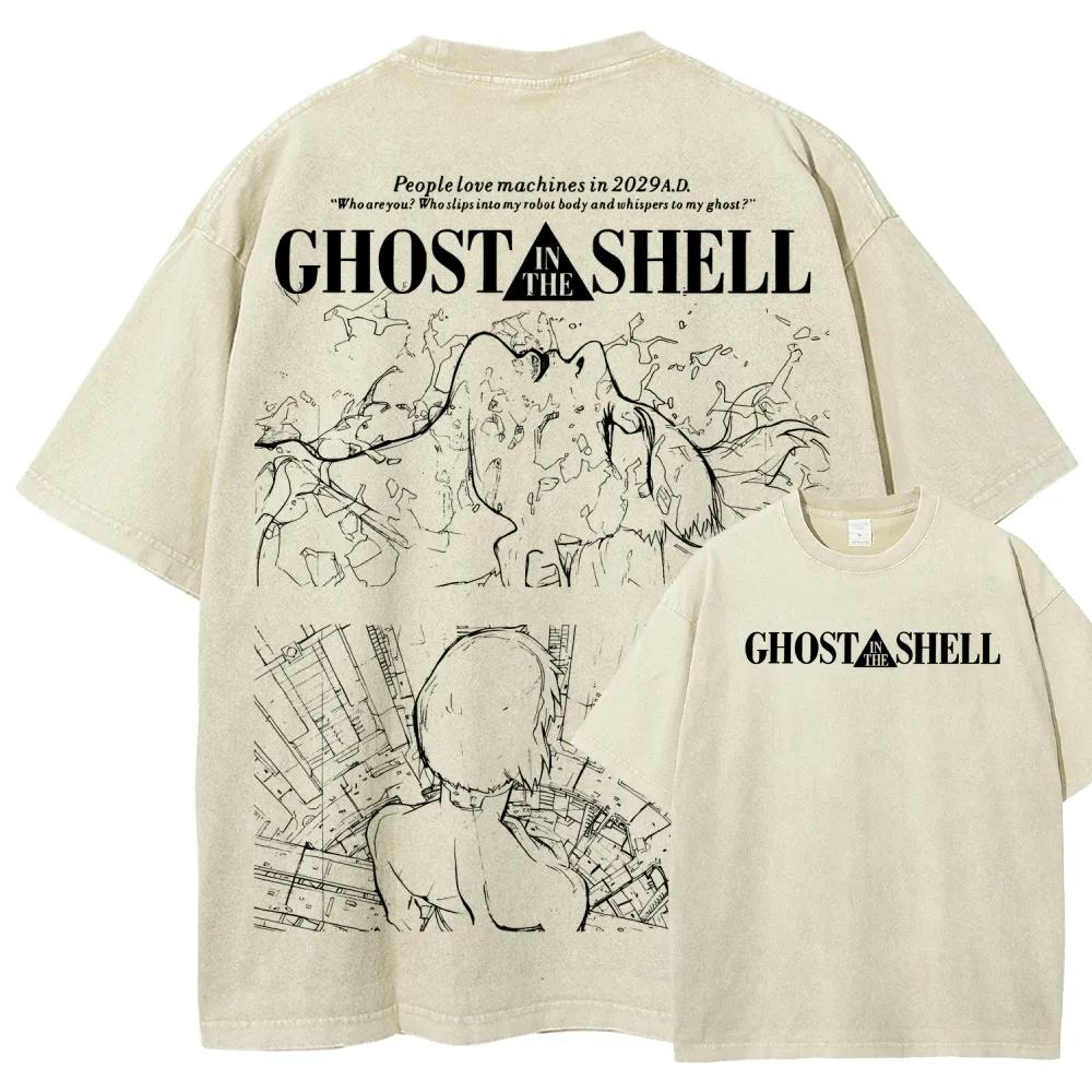 

Motoko Kusanagi Ghost In The Shell Clothing Men Women Manga Tshirts Vintage Washed T Shirt Casual Cotton Tee Harajuku Tshirt S