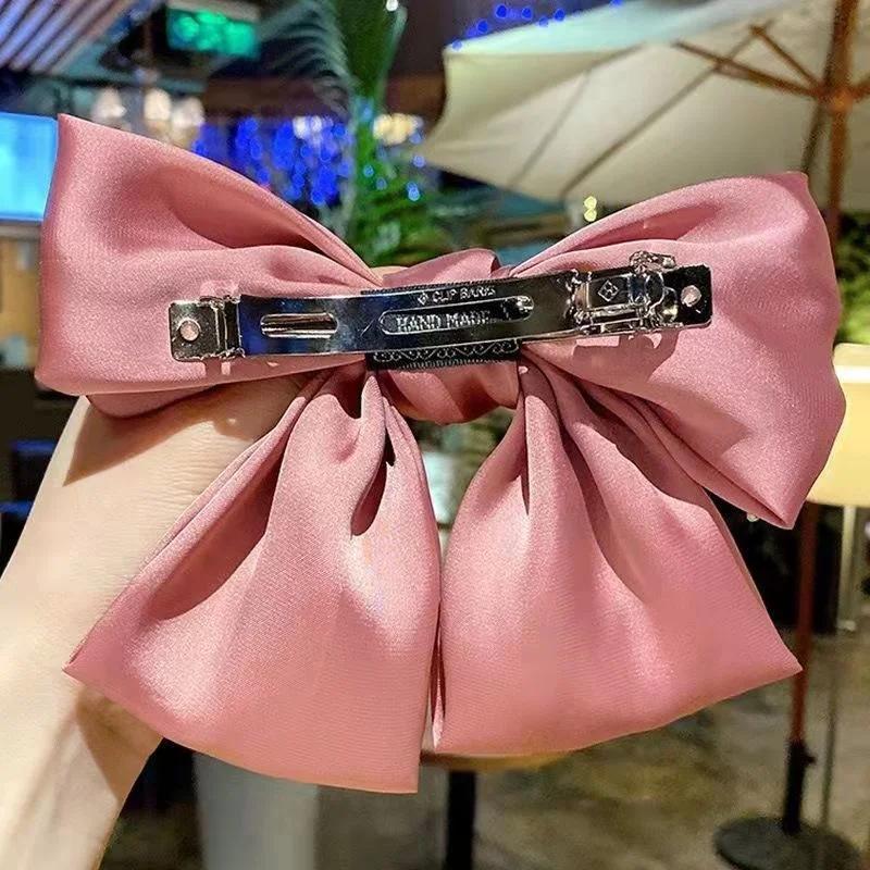 Fashion Ribbon Bow Hair Clips for Women Large Bow Hairpin Girls Satin Trendy Ladies Hairgrips Cute Barrette Hair Accessories