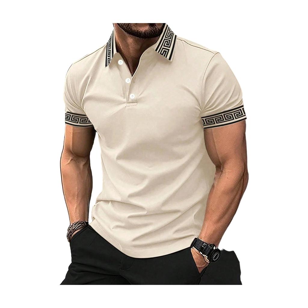 Men’s Short Sleeve Polo Shirt Classic Fit Soft Cotton Knit Top with Trim and Button Placket for Casual Wear
