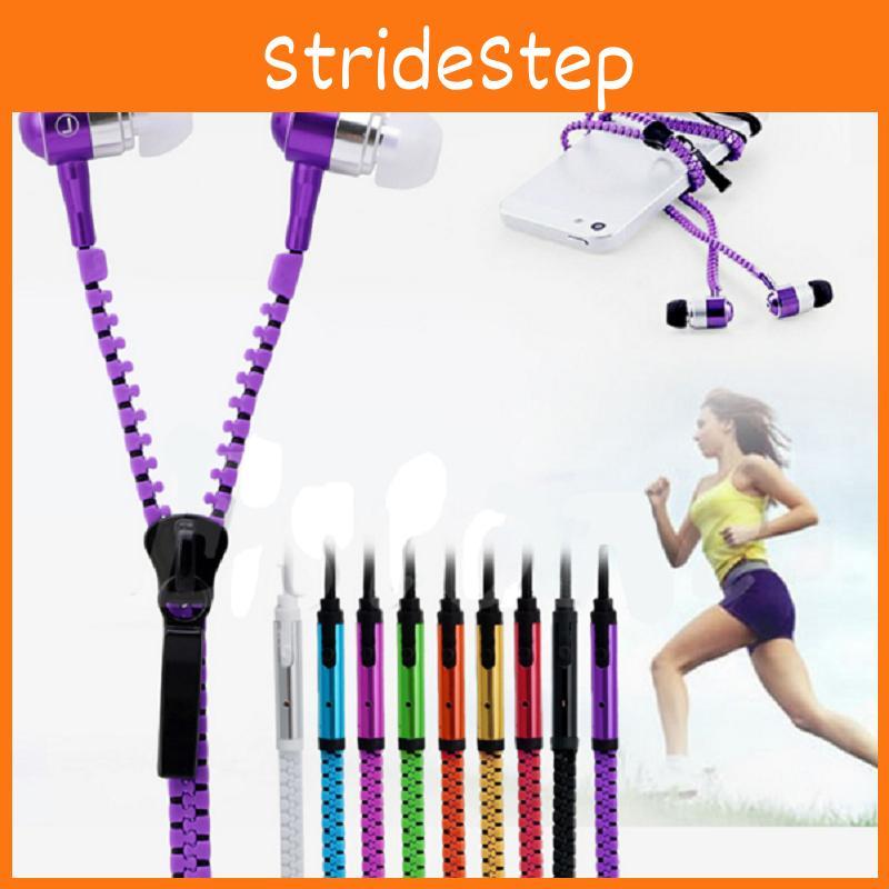 Metal Zipper Earphones With Microphone For Mobile Phone Listening And Call Control
