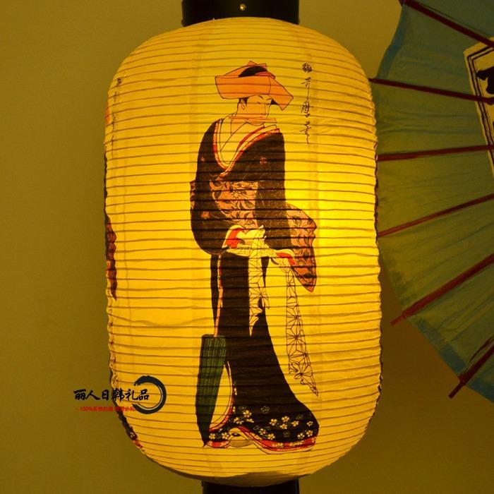 Japanese Ukiyo-e Beauty Paper Lantern, Floating World Art Restaurant Decor