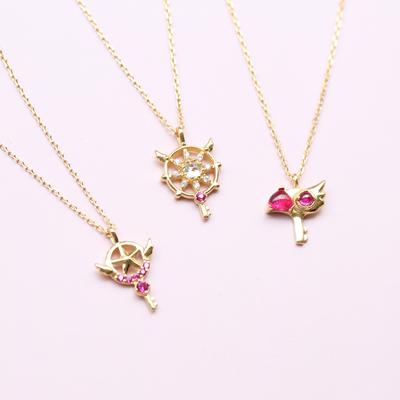 Anime Card Captor Sakura Halskette Anhänger 25. Jahrestag Karte Captor 925 Sterling Silber Schmuck Frauen Mädchen Cosplay Requisiten Geschenke