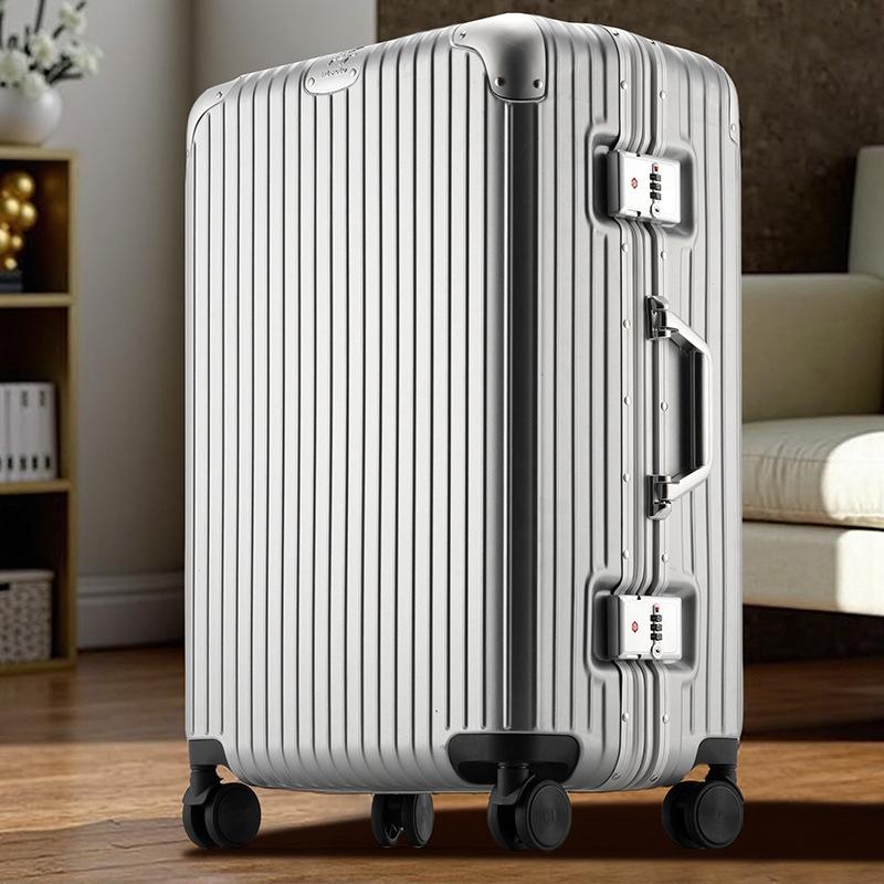 Quiet Spinner Wheels Aluminum Frame Luggage for Women Men - Durable Large Capacity Suitcase with Combination Lock