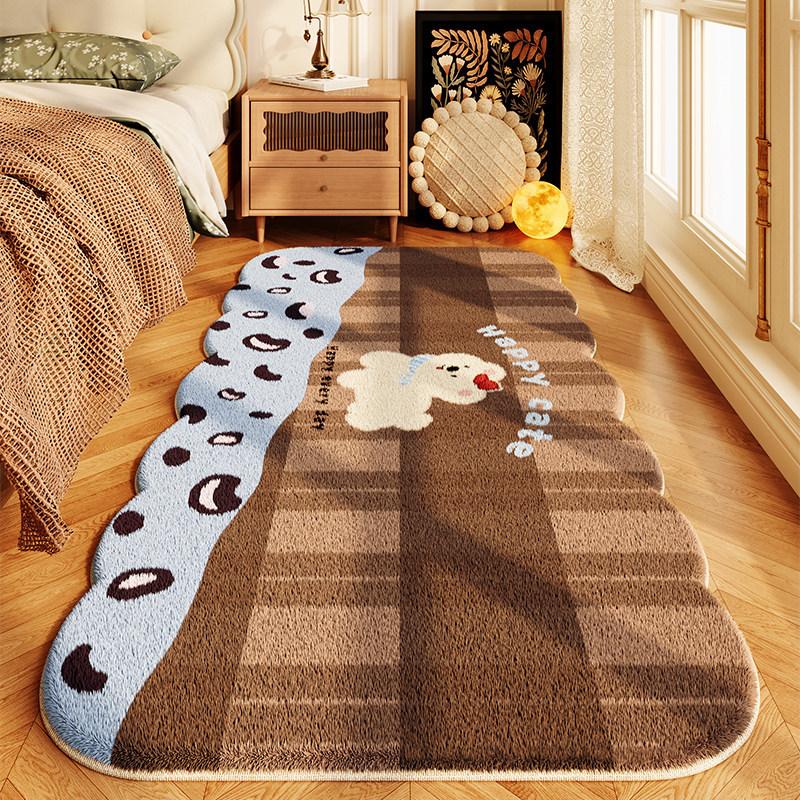 Imitation Cashmere Bedside Blanket Thickened Non-slip Leave-in Household Carpet High-end Living Room Bedroom Plush Floor Mat