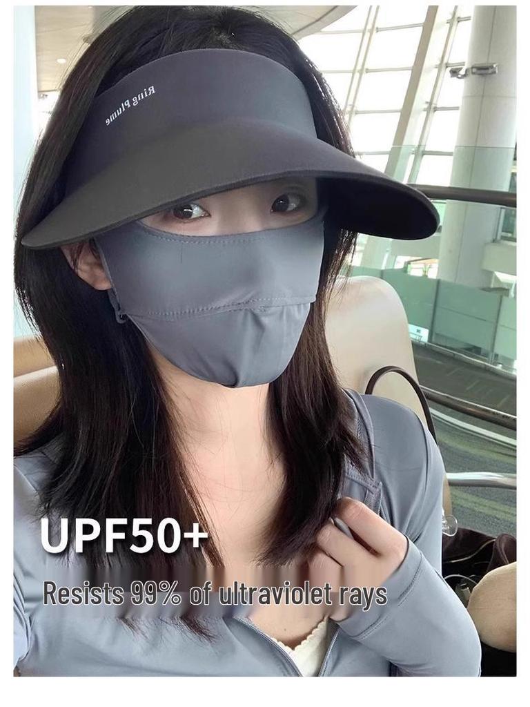 Women's UV Protection Visor Hat with Face Covering and Large Brim