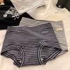 Damen Frühlings- und Herbst-Vintage-Gestreifte Baumwoll-Dreiecksunterwäsche mit verlängertem Schritt