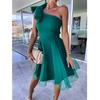 Women Summer Mesh Dresses Single Shoulder Mini Dress Ladies Party Vestidos