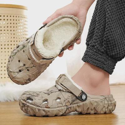 Men's Winter 2024 Thick-Soled Velvet-Lined Cotton Slippers with EVA Sole