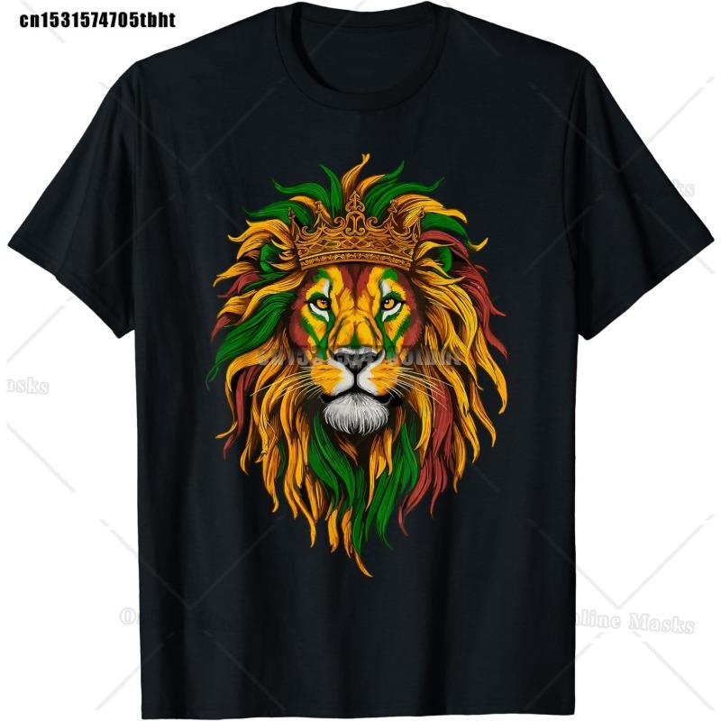 Jamaica Rasta Lion Funny Graphic T Shirts Cotton Men's Short Sleeve Casual Tee Shirt Top Harajuku Streetwear Summer Mens Clothes