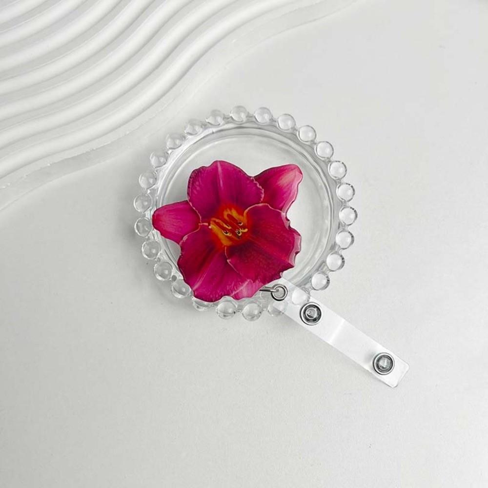 Akrylharts Hållarklämma Orkidéblomma Formad Namnskylt Märke Arbetsintyg