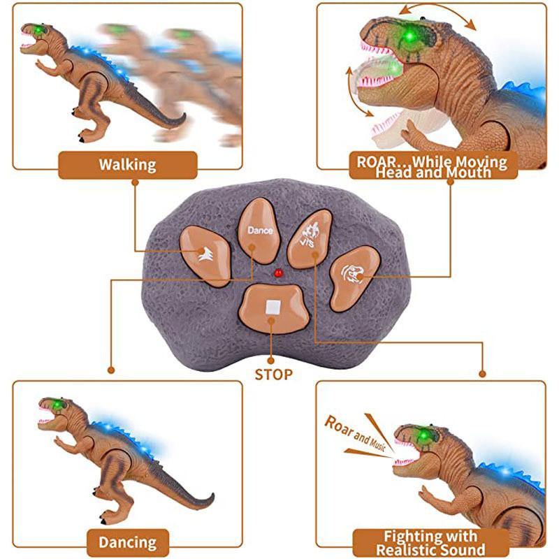 Remote Control Dinosaur Toy Glowing Walking Sounding T-rex Plastic Dinosaur Toy Educational Interactive For Kids