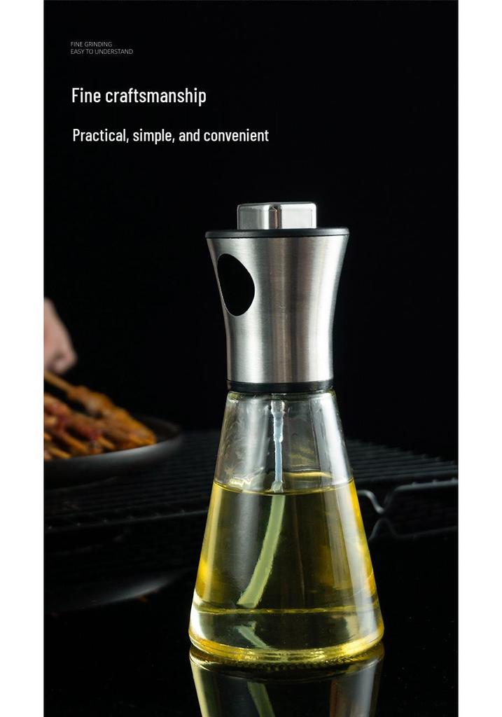 304 Stainless Steel Glass Oil Spray Bottle - Press for Controlled Oil Dispensing