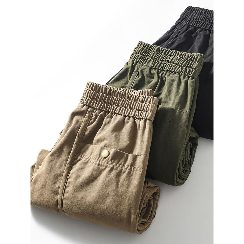 American vintage Cotton Heavy Cargo Pants Trendy Brand Men's Autumn and Winter Trousers Ankle-Tied Pants Foreign Trade Men's Casual Pants