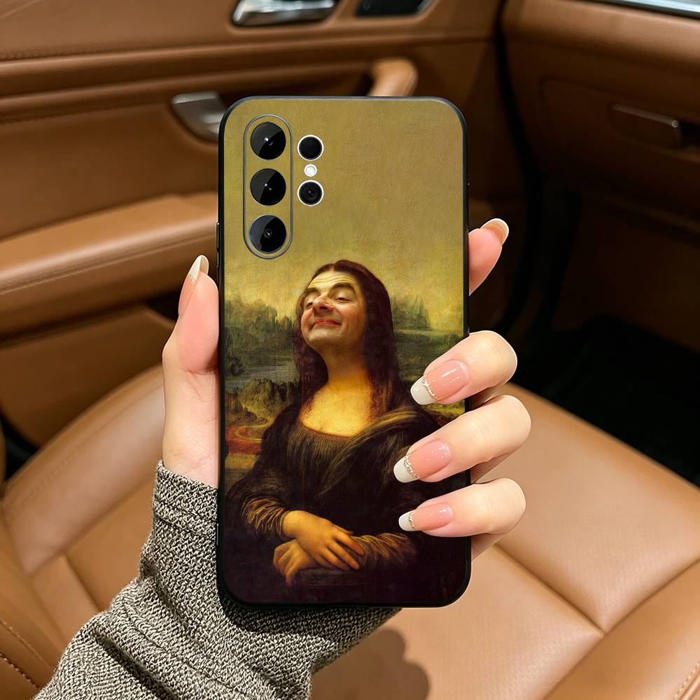 Aesthetic Funny David Mona Lisa Phone Case For Samsung S25,S24,S21,S22,,Plus S23,S30,Ultra,S20,Fe,Lite,Black Soft Silicone