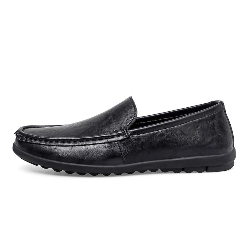 Men's British Fashion Business Casual Leather Shoes Comfortable Soft Soles Lazy Person's Driving Shoes Male Breathable Loafers