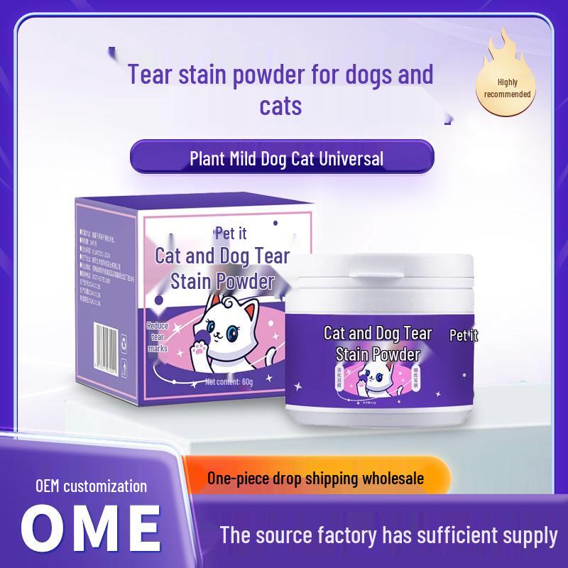 Pudr na odstraňování slzných skvrn pro kočky a psy - Čištění očí a odstraňování zaschlých hlenů pro bišonka, pomeraniana a další