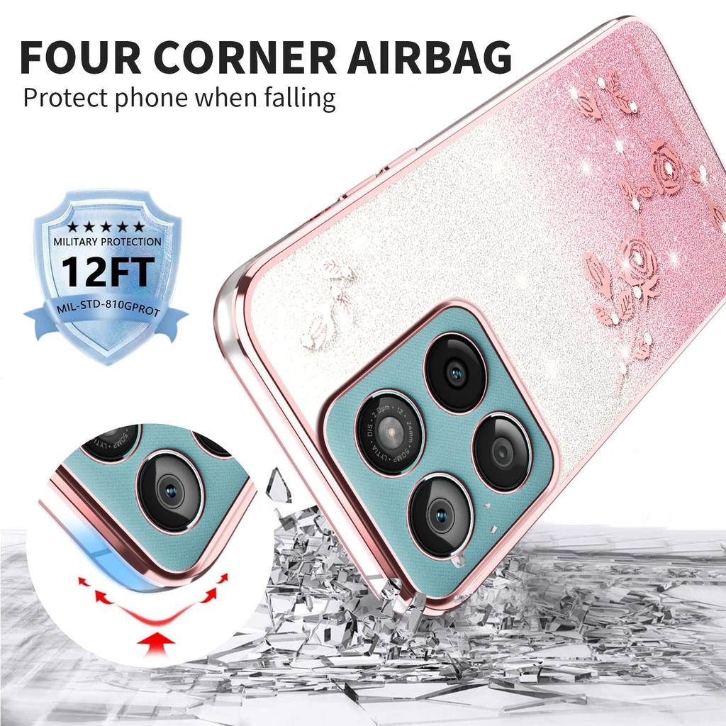 KADEM TPU Pouzdro pro Motorola Edge 60 5G/60s 5G/60 Fusion 5G Květinový design Gradientní kryt na telefon