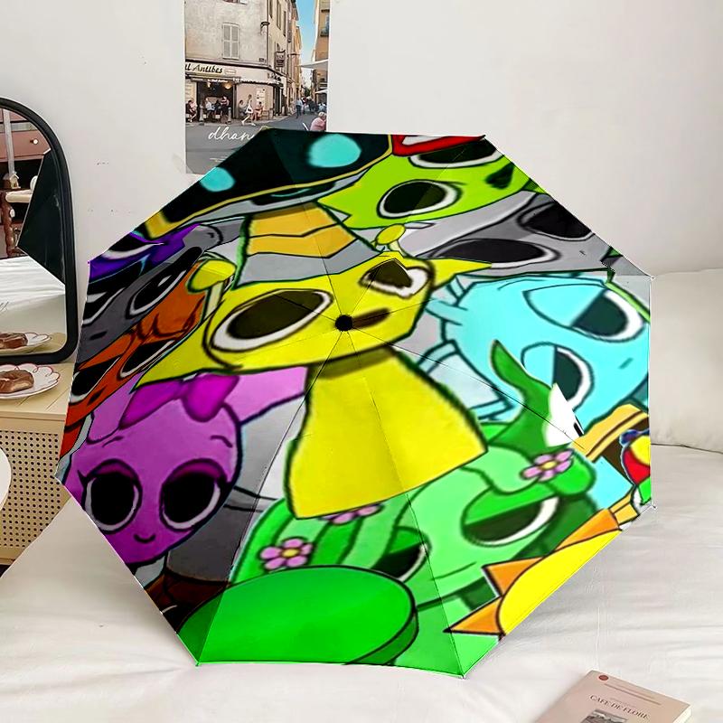 Colorful Sprun-ki Robot Party Umbrella 8-Frame for Travel, camping, Casual Lightweight Portable Umbrella, Essential for every family Holidays Gift