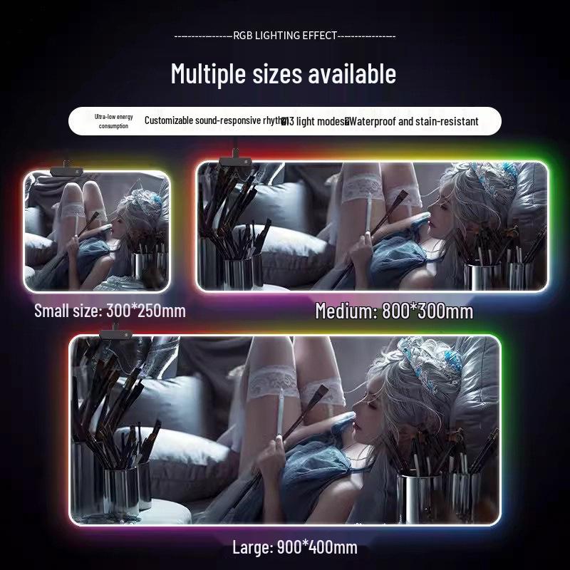 RGB Glowing Cartoon Gaming Mouse Pad - Thick, Non-Slip LED Desk Mat