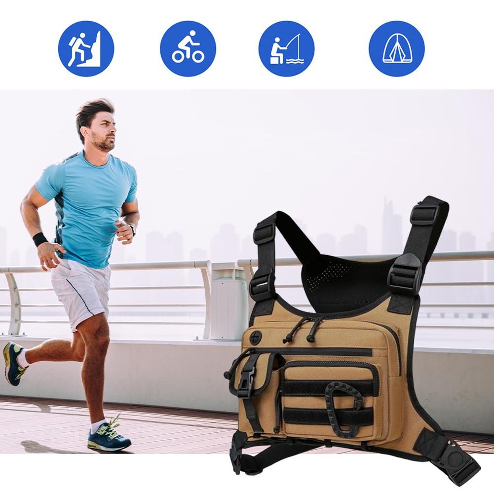 Tactical Sports Chest Bag Pouch Large Capacity Multifunctional Vest Backpack Adjustable Strap Chest Pack Rig for Outdoor Running