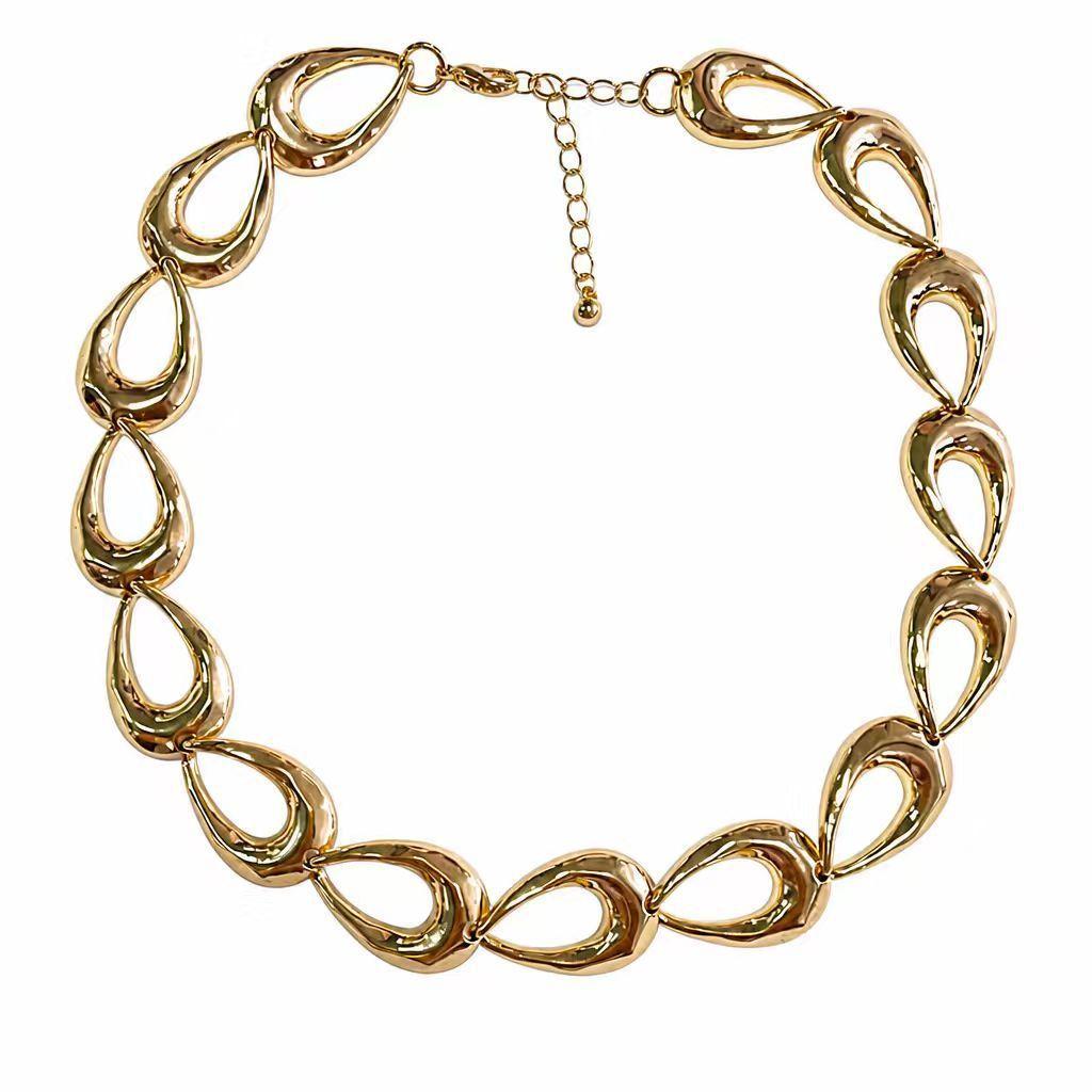 Geometric Chain Necklace For Women Men With Gold Plating For Party Wear
