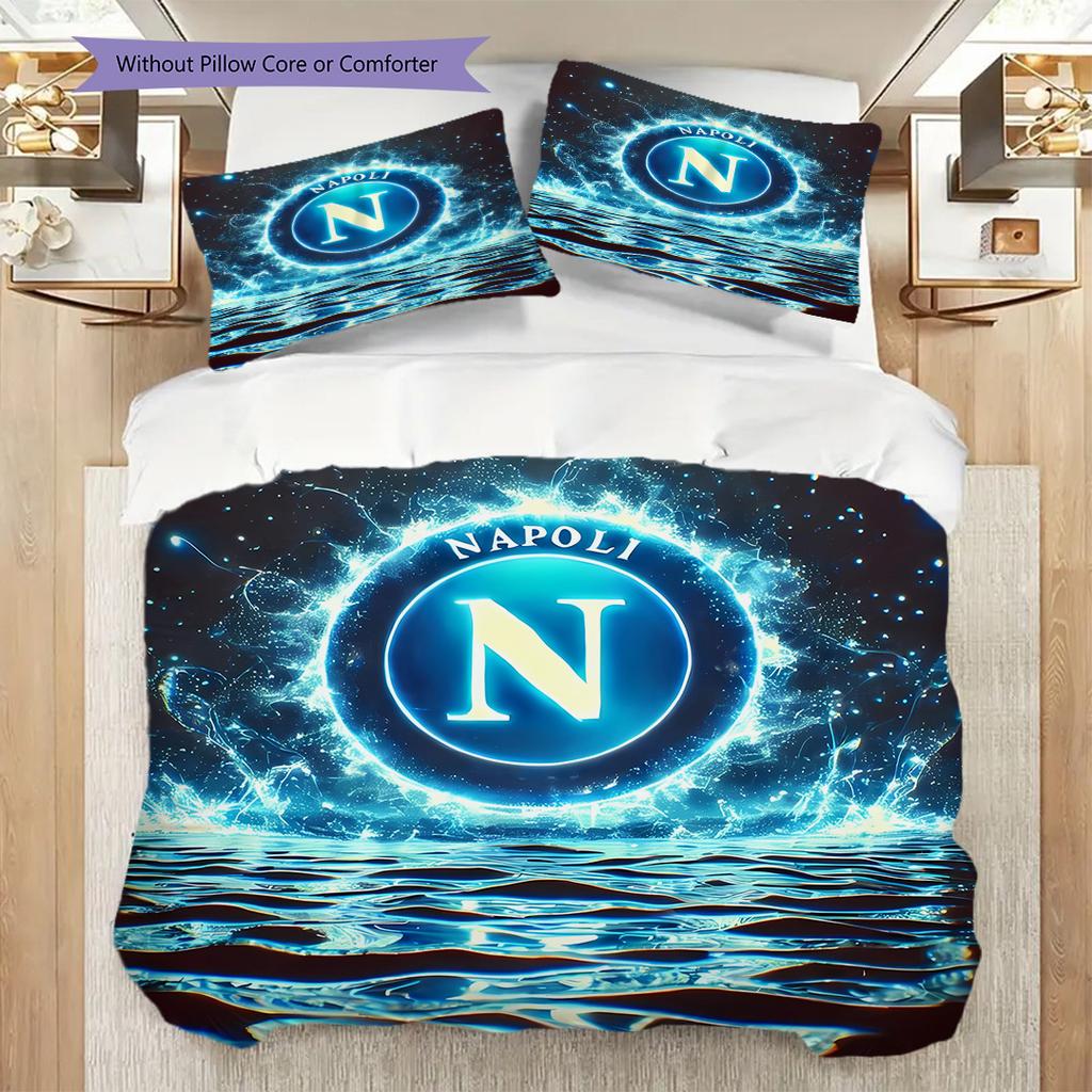 SSC Napoli Muster Bettwäsche Steppdecke Set Bettbezug Kissenbezug Heimdekoration Geburtstagsgeschenk (1 Bettbezug + 2 Kissenbezüge, ohne Füllung)