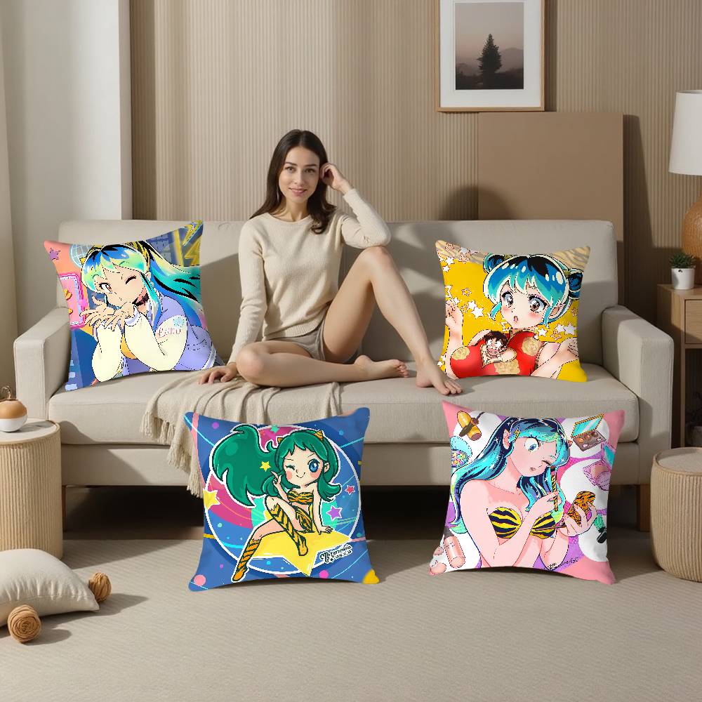 Anime Game U-Urusei Yatsura Pillow Case Home Double-Sided Printing Short Plush Colorfast Microfiber Cushion Cover