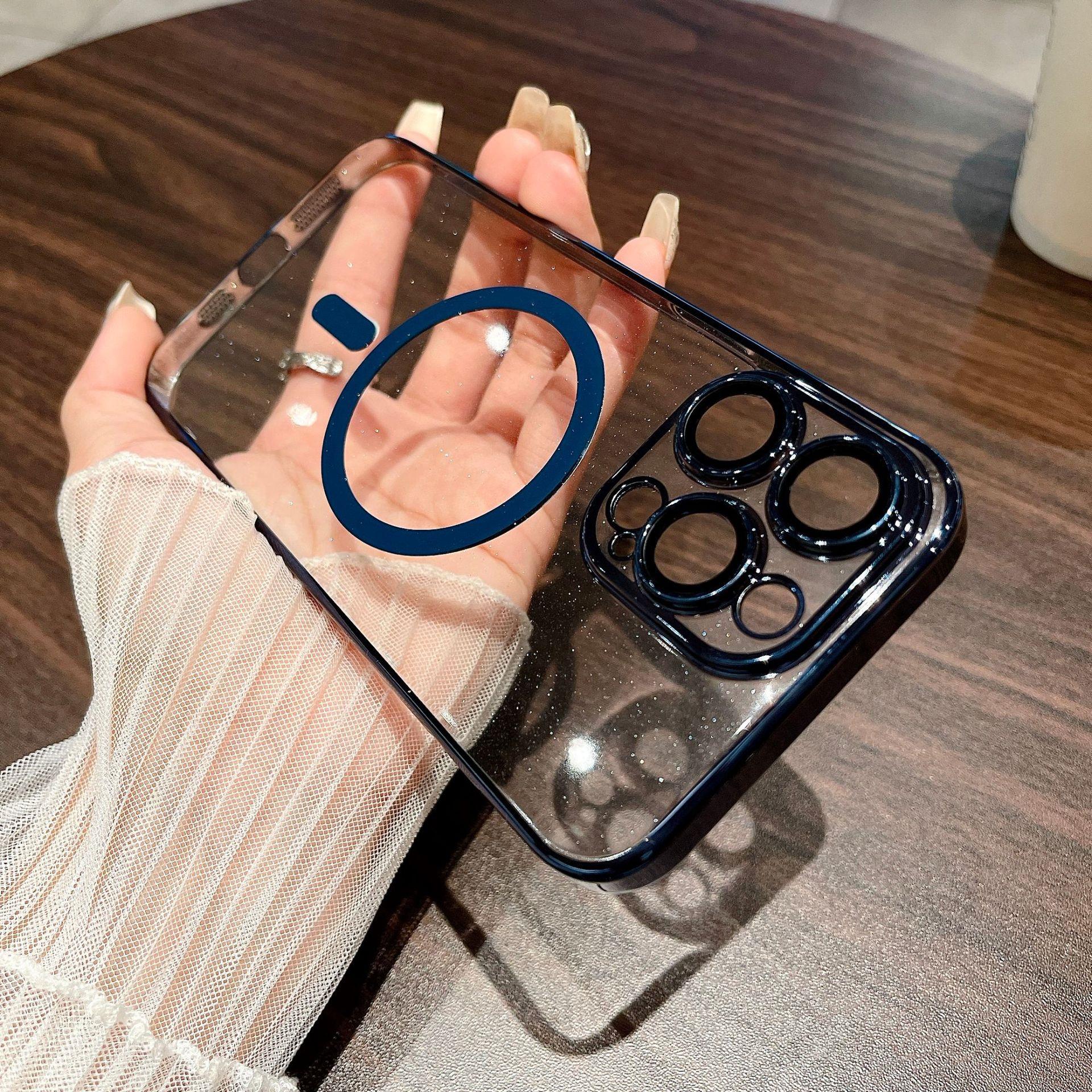 

Airbag Electroplated Case, Suitable for IPhone16 Strong Magnetic Attraction Phone Case, Apple 15promax Protective Case 12 iPhone11