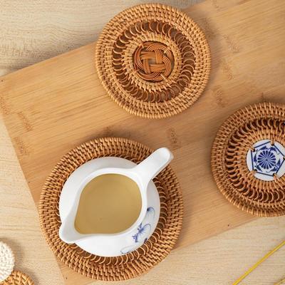 Round Woven Placemat Rattan Placemat,Boho,Farmhouse,Non Slip Weave Place Mat Table for Indoor