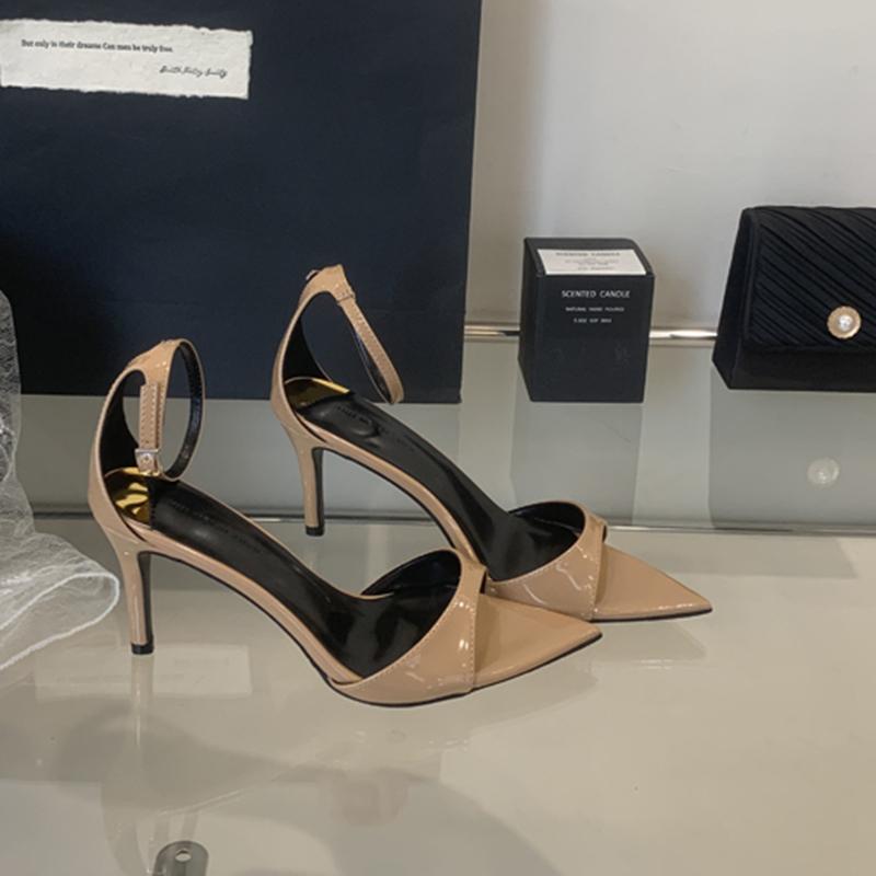 Fashion SUOJIALUN Summer Brand Women Sandal Shoes Fashion Pointed Toe Ankle Strap Ladies Elegant Gladiator Shoes Thin High Heel Pumps