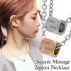 [Shinjuku Gin No Kura] Square Message Zirconia Surgical Stainless Steel Necklace, Normal, Women's Pendant, Hypoallergenic