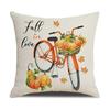 New Autumn Throw Pillow Cover Pumpkin Truck Thanksgiving Cushion Linen Digital Print Holiday Dress Up Cushion