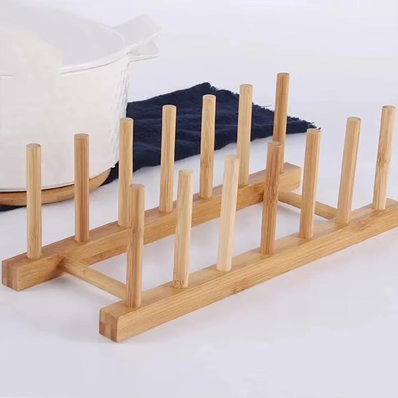 1Pc Kitchen DIY Holder 2/3/4/5/6/7/8 Grids Drainer Wooden Display Stand Drying Shelf Dinnerware
