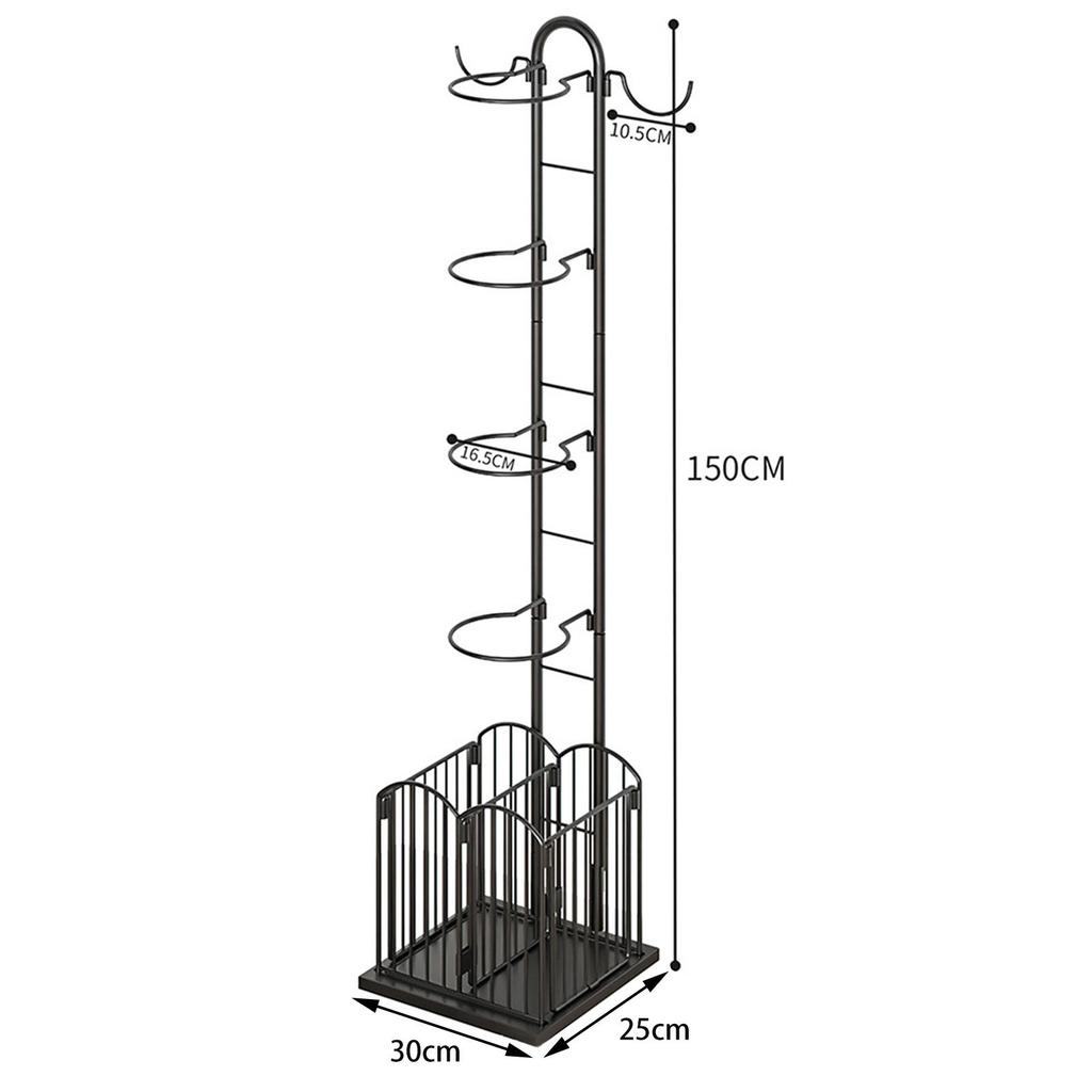 Sports Ball Storage Rack Stable Basketball Holder for Household Garage Rugby Black